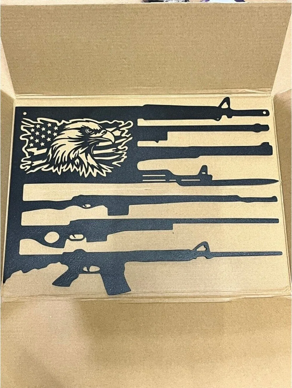 Patriotic American Metal Gun Flag  that makes a statement 12x9”